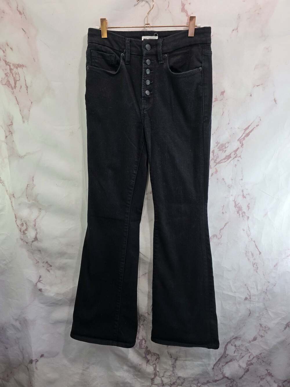 Good American Jeans Womens 6 28 Denim High Flare Never Fade Exposed Button Fly